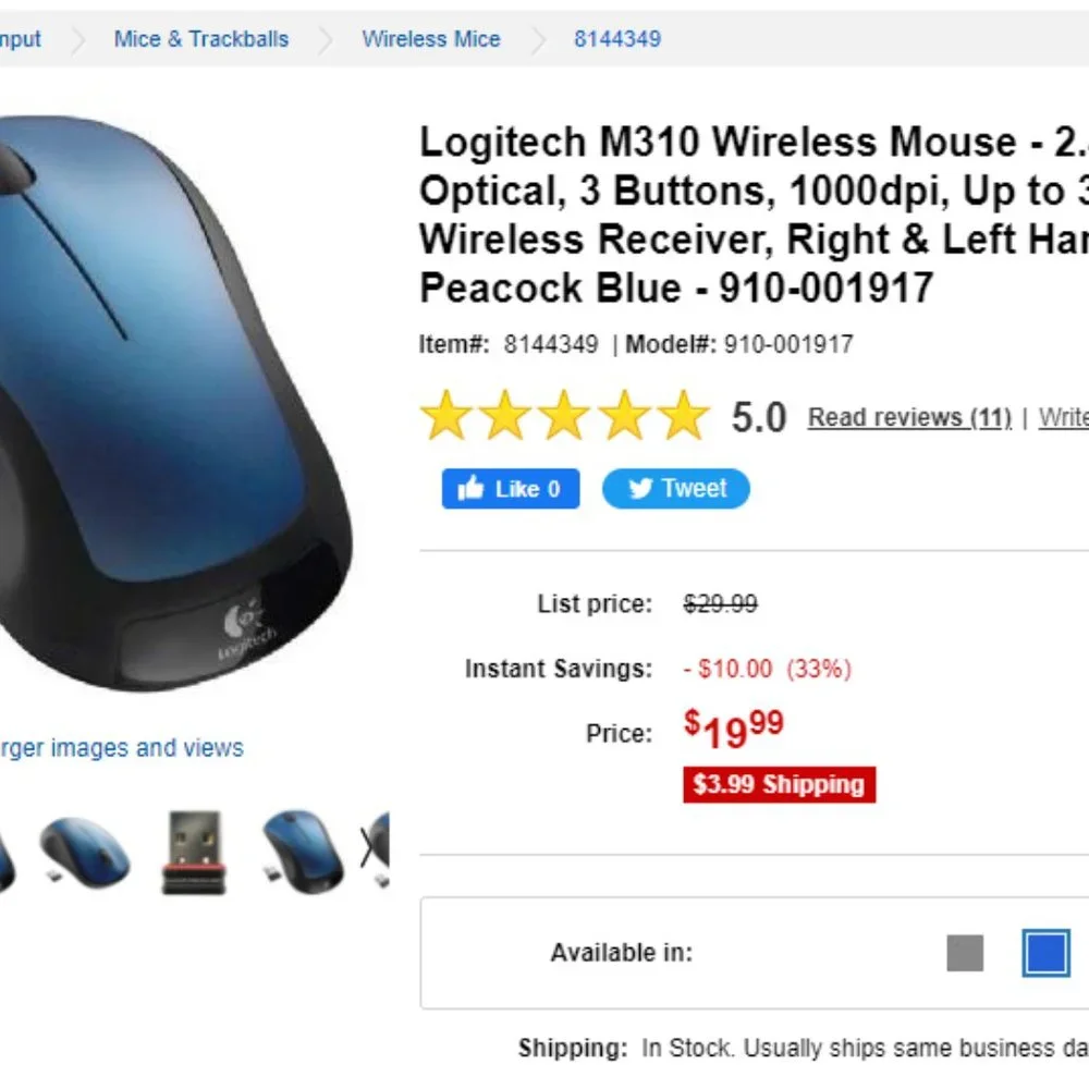 Logitech M310 Wireless Optical Mouse